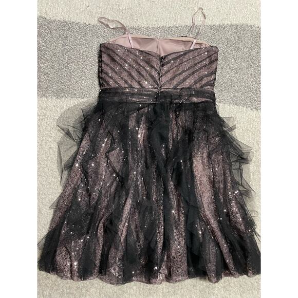 Y2K Hailey Logan Adrianna Papell XS Tulle Strapless Homecoming Dress Pink Black - Picture 2 of 11
